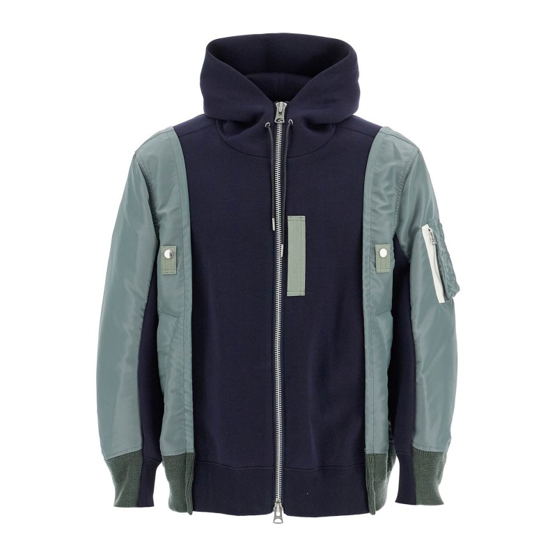 hybrid sweatshirt with zip and hood