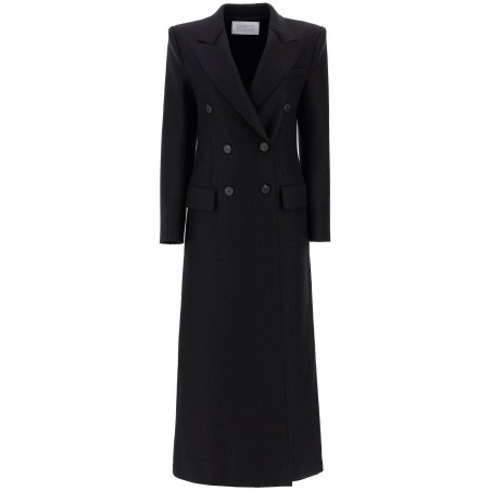 double-breasted pressed wool coat