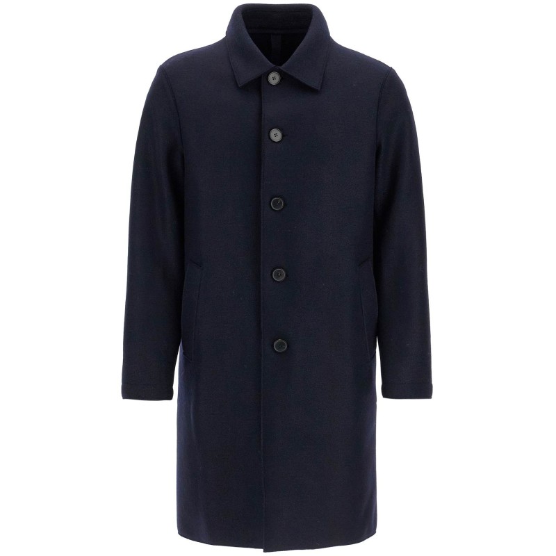 single-breasted pressed wool coat