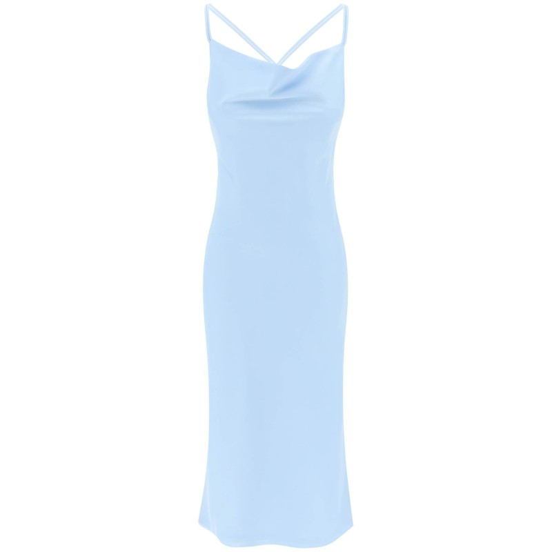 satin midi slip dress for a