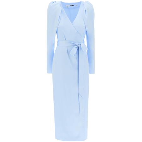 satin wrap midi dress with a crossover