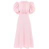 midi satin dress with balloon sleeves