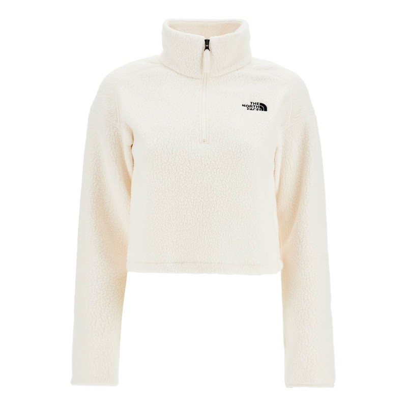 sherpa fleece cropped sweatshirt in