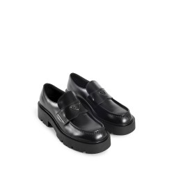 brushed leather loafers