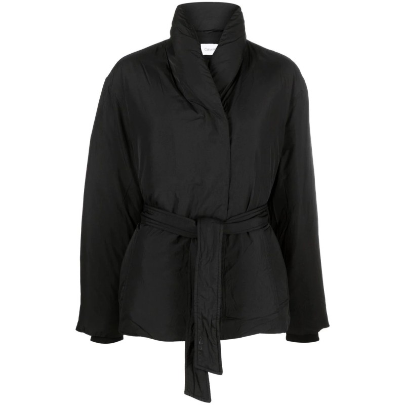 Down wrap puffer coat