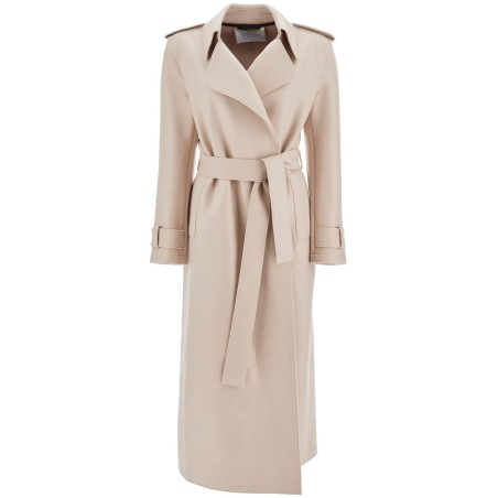 pressed wool robe coat with nine words