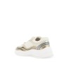 mesh and metallic faux leather sneakers in