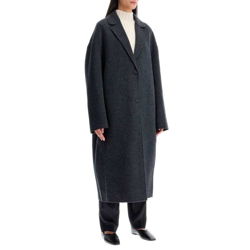 wool blend cocoon coat with