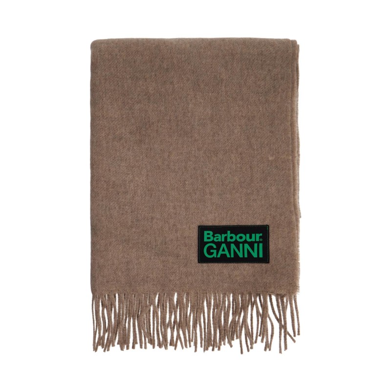 'wool scarf with patch logo design'