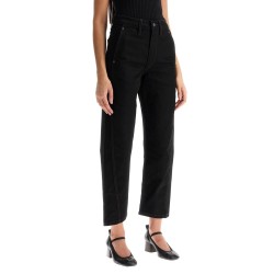 cropped pants with twisted seams