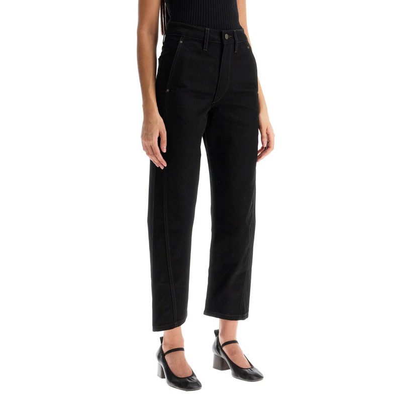 cropped pants with twisted seams