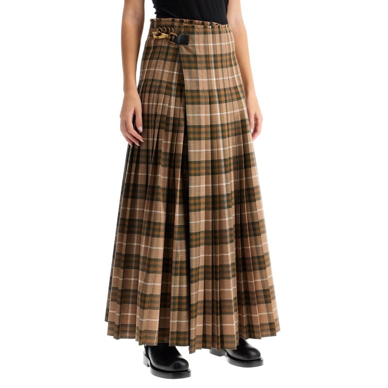 ered wool blend maxi kilt skirt