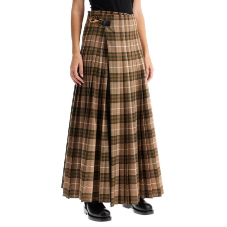 ered wool blend maxi kilt skirt