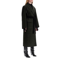 tweed robe coat with wrap style