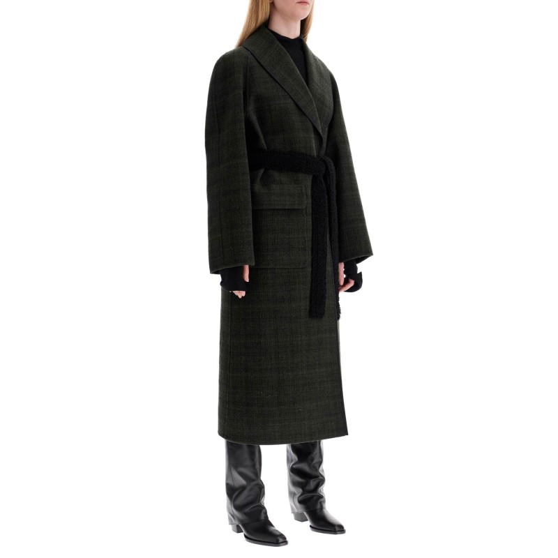 tweed robe coat with wrap style