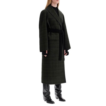 tweed robe coat with wrap style