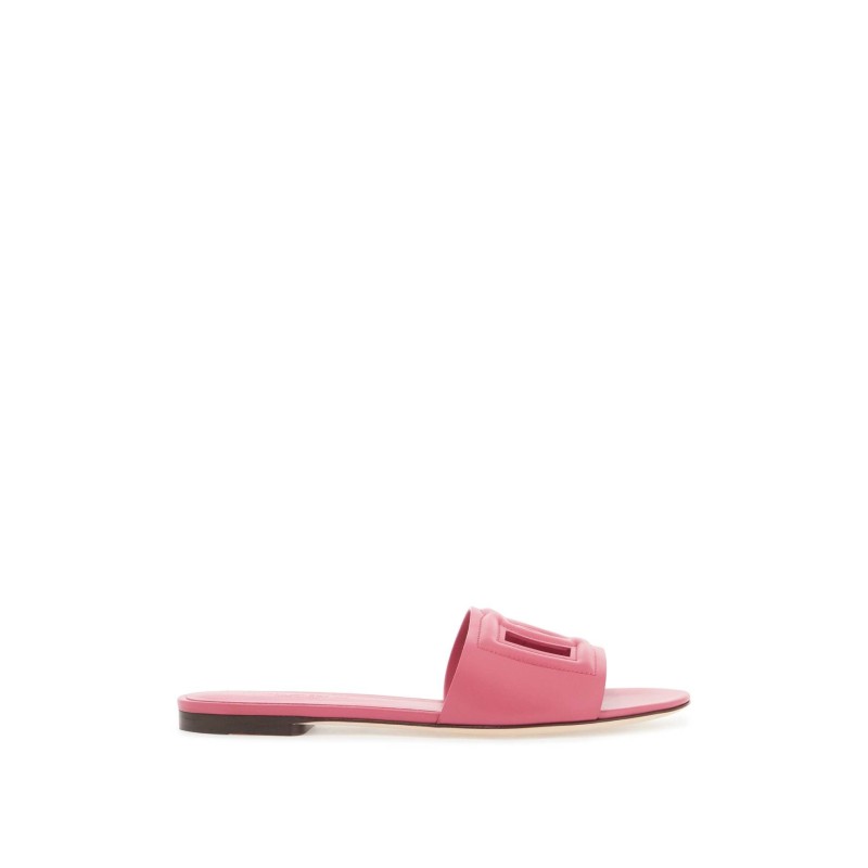 leather slides with cut-out logo