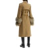 long trench coat with shearling cuffs