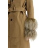 long trench coat with shearling cuffs