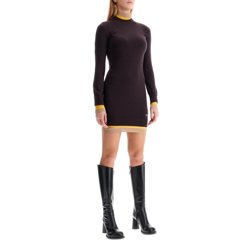 "knitted mini dress with contrasting edges"