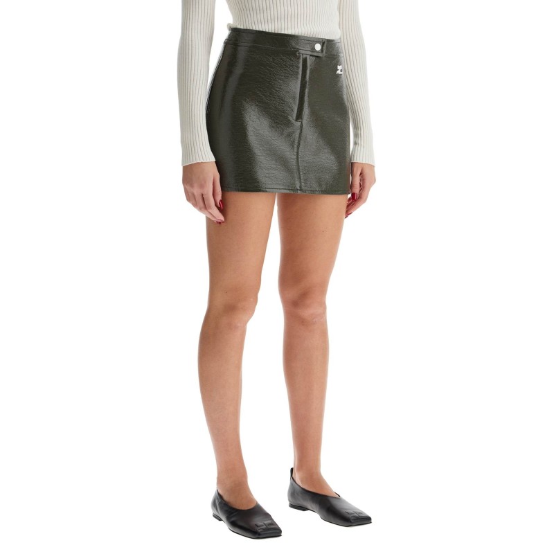 coated cotton mini skirt