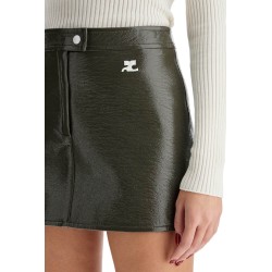 coated cotton mini skirt