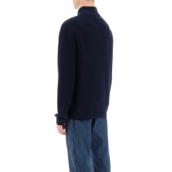 sweater with partial zipper placket