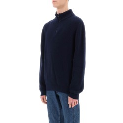 sweater with partial zipper placket