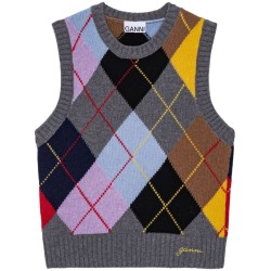 Harlequin wool mix knit vest