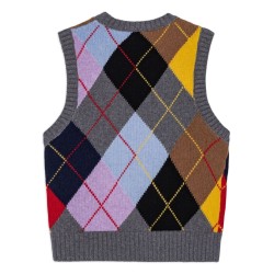 Harlequin wool mix knit vest