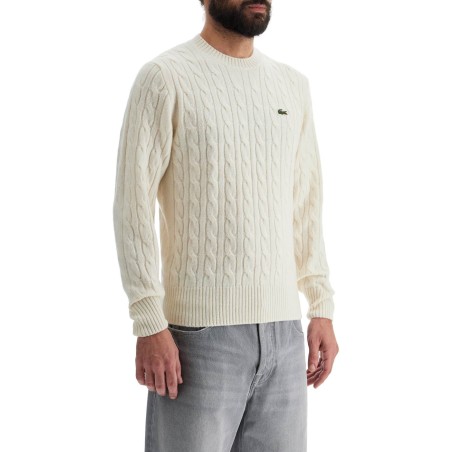 classic fit cable knit wool pullover