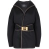 Hooded wool belted coat