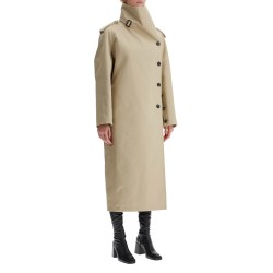 long trench coat with asymmetrical closure