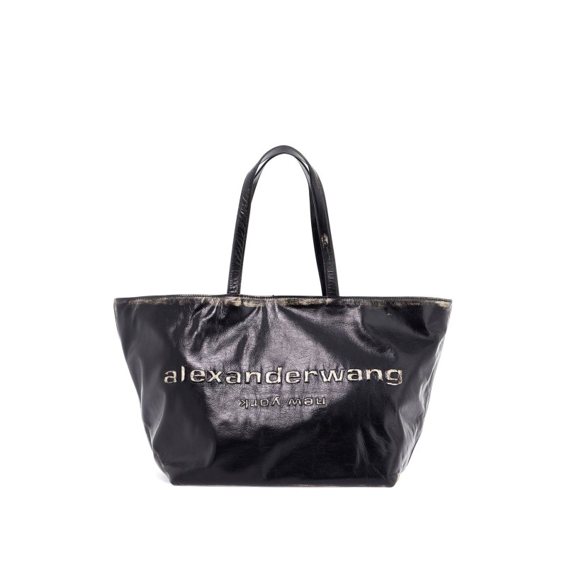 leather punch tote bag with