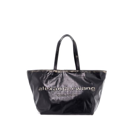 leather punch tote bag with