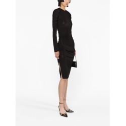 Victoria Beckham Ruched Long-Sleeve Midi Dress