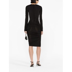 Victoria Beckham Ruched Long-Sleeve Midi Dress