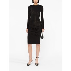 Victoria Beckham Ruched Long-Sleeve Midi Dress