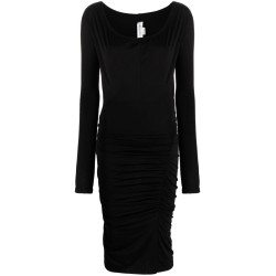 Victoria Beckham Ruched Long-Sleeve Midi Dress