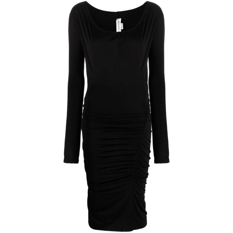 Victoria Beckham Ruched Long-Sleeve Midi Dress