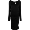 Victoria Beckham Ruched Long-Sleeve Midi Dress