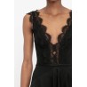 Victoria Beckham Lace Detail Ruffle Mini Dress In Black