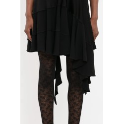 Victoria Beckham Lace Detail Ruffle Mini Dress In Black