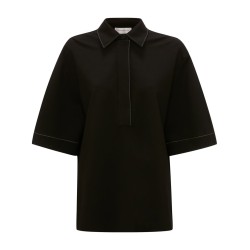 Victoria Beckham Contrast-Stitch Short-Sleeve Shirt