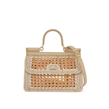 'extended sicily handbag in straw and raff