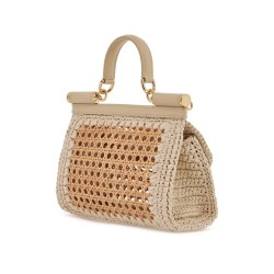 'extended sicily handbag in straw and raff