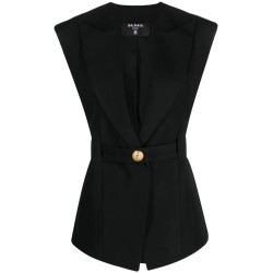 Sleeveless belted grain jacket