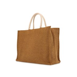 large raffia effect tote bag