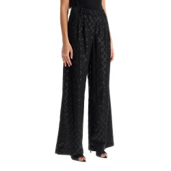 wide pants with sequins.