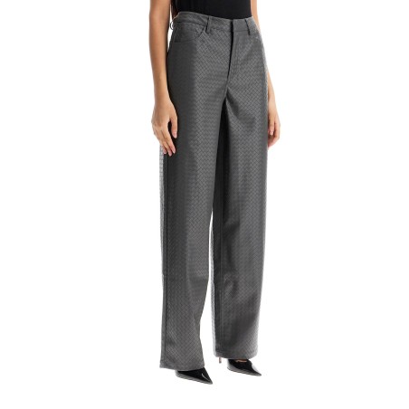 wide woven patterned trousers with a